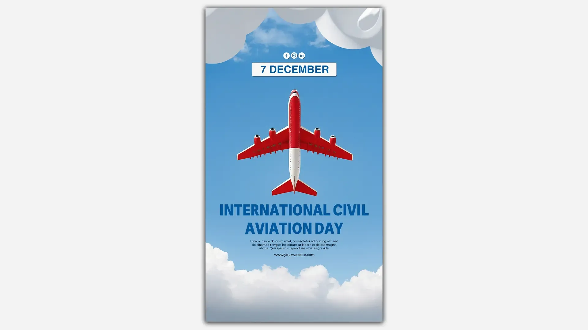 Vibrant International Civil Aviation Day Instagram Story Design image